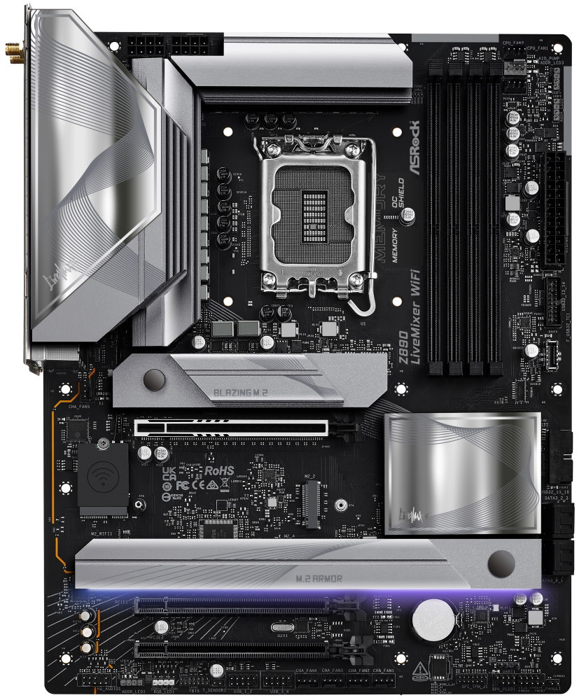 ASRock Z890 Livemixer WiFi / Intel Z890 / LGA1851 / 4x DDR5 / 4x M.2 / HDMI / 2x Thunderbolt 4 / WiFi / ATX